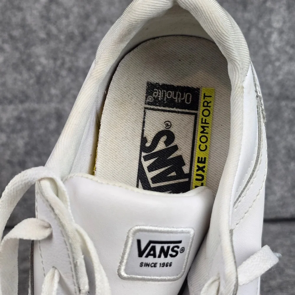Vans Ward Luxe Comfort Womens 10 White Tonal Leather Skate Shoes Low Top Sneaker